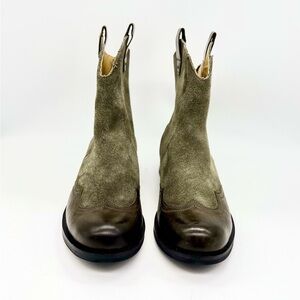 NEW BUSSOLA NORFOLK Olive Suede Women’s Western Cowboy Ankle Boots Size: 38/ 7.5